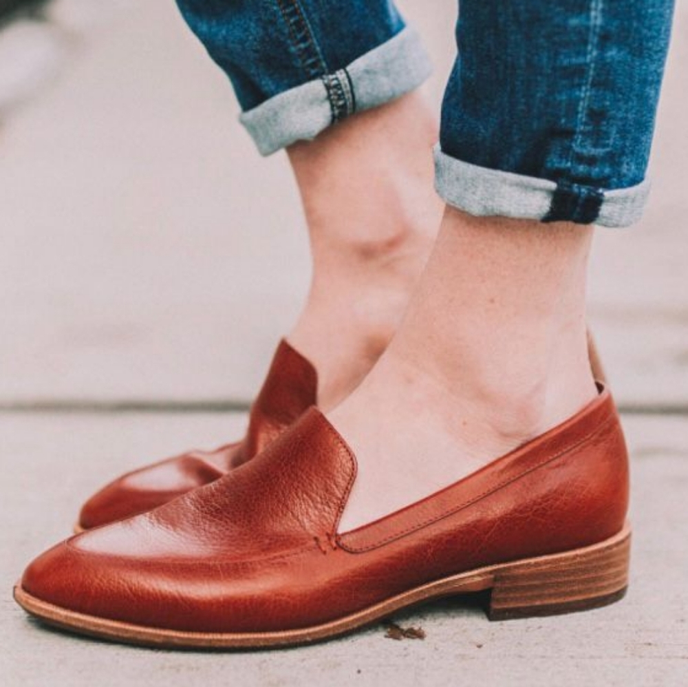 Brown Leather Madewell Frances Loafers size 6